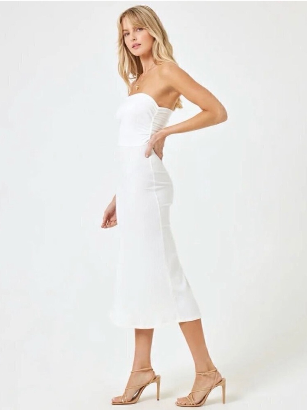 L*SPACE Manais convertible cover-up dress skirt WHITE size Small EUC!